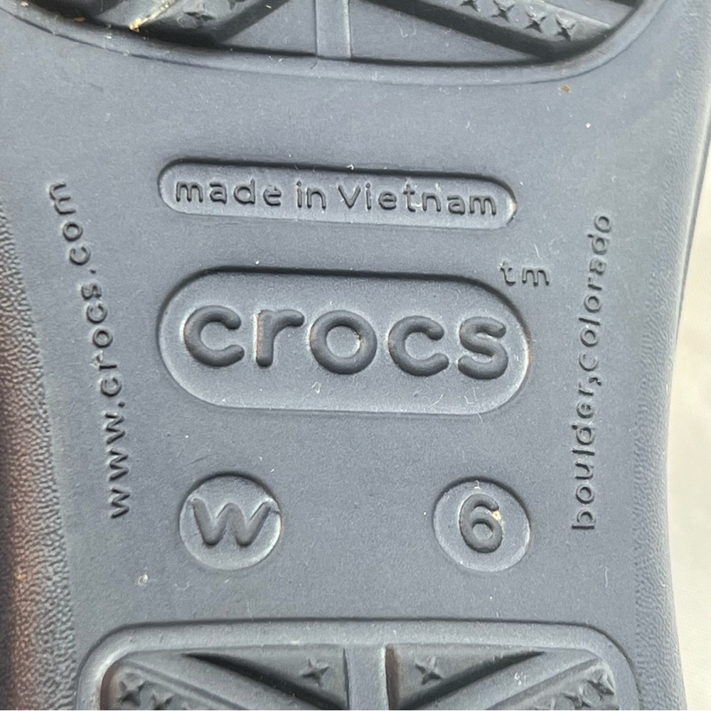 Crocs Sanrah Hammered Circle Wedge Flip Sandal Womens Shoe Sz 6 Blue Gray Silver - Picture 5 of 5